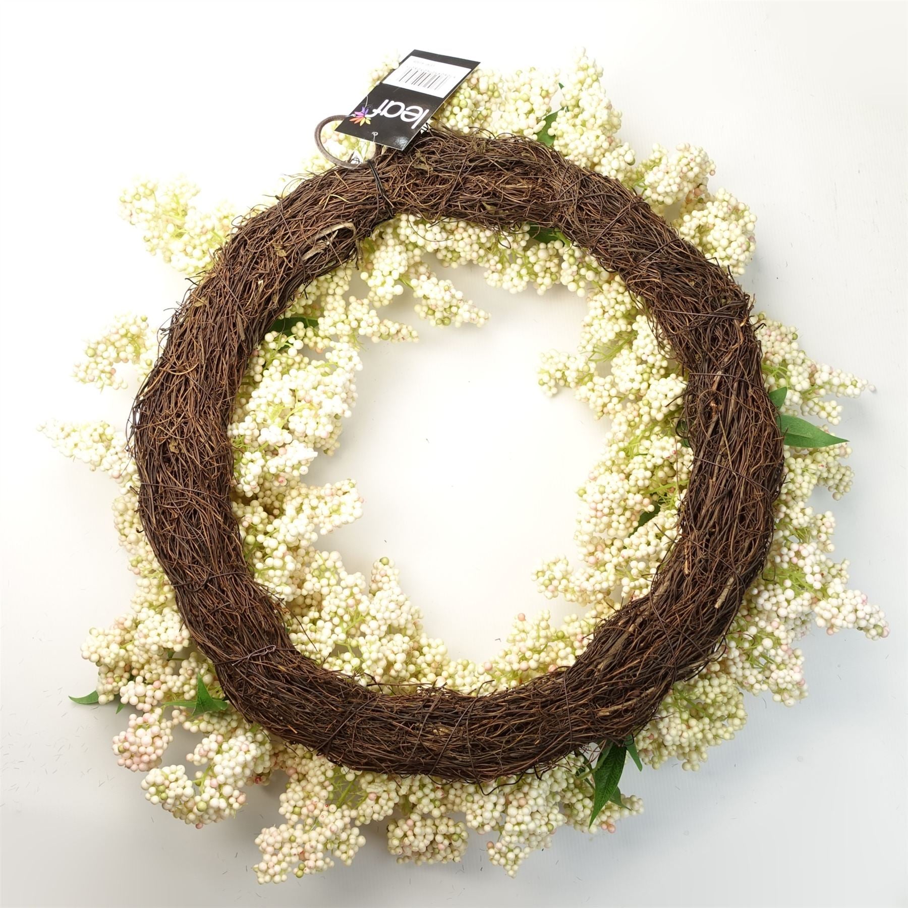 Artificial Hanging White Berry Wreath