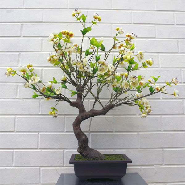 Artificial Large Bonsai Tree 60cm White Cherry Realistic Desktop Plants