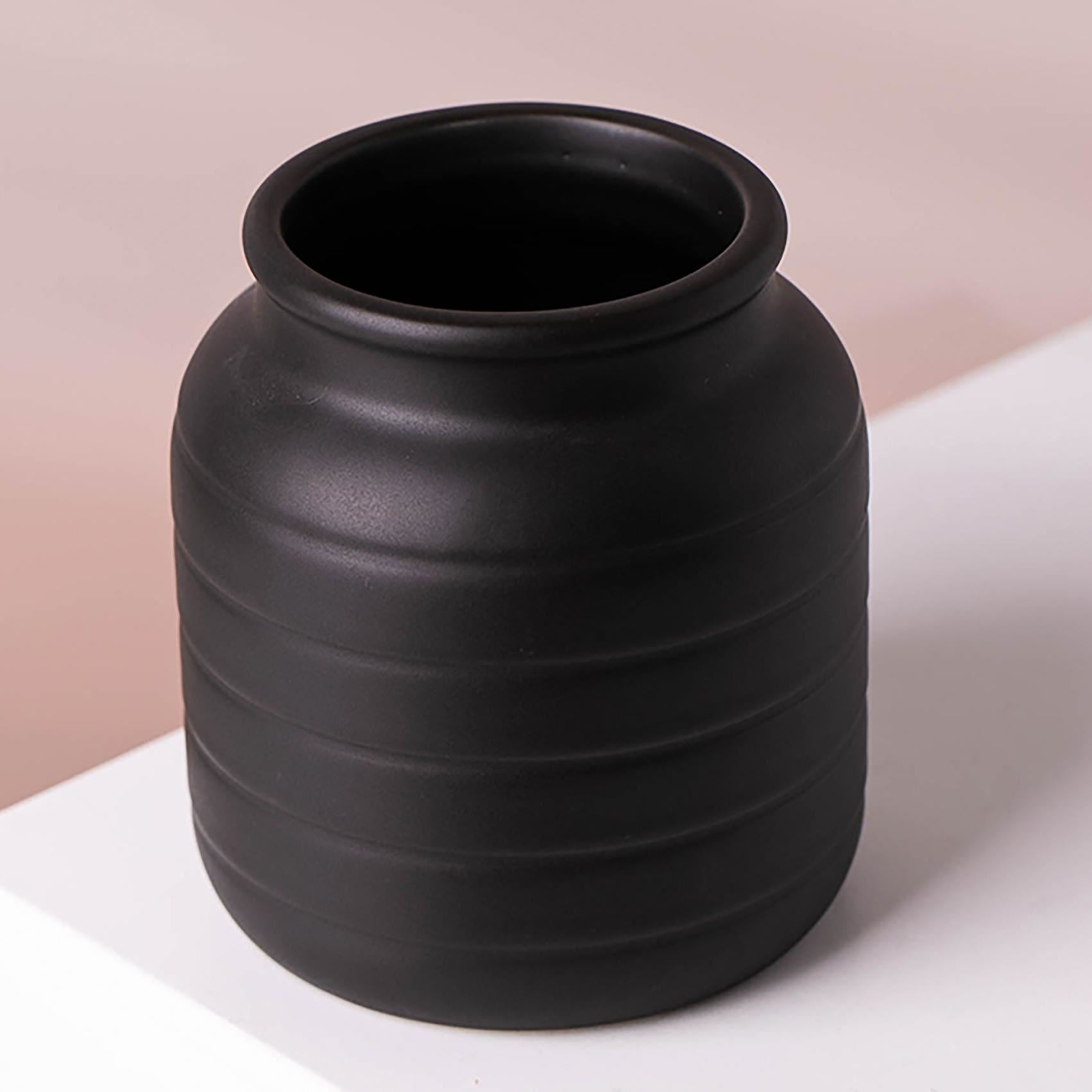 Ceramic Plant Pot Planter Flower Vase Black 13 x 13 x 14cm