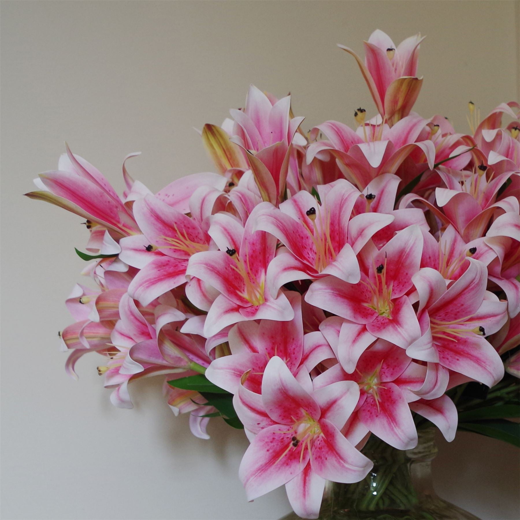 Artificial Lily Plant Pink 60cm Bare Stem Flowers