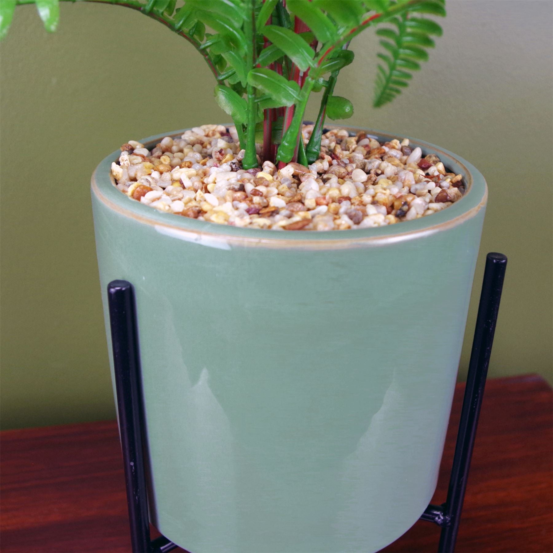 Artificial Fern Ceramic Planter & 40cm