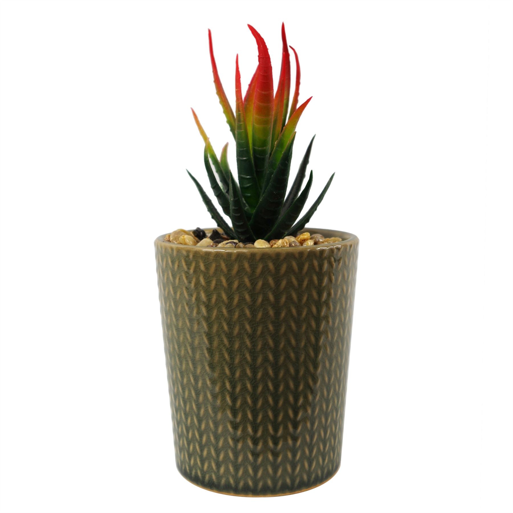 Artificial Plant Ceramic Planter Stone Planter Red Dracaena 18cm