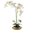 Artificial Orchid Flower Plant 70cm White Gold Ceramic Planter