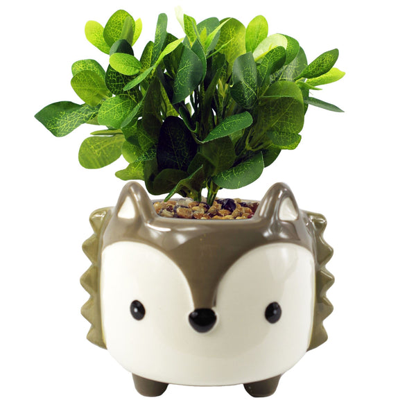 White Ceramic Planter Metal Plant Pot