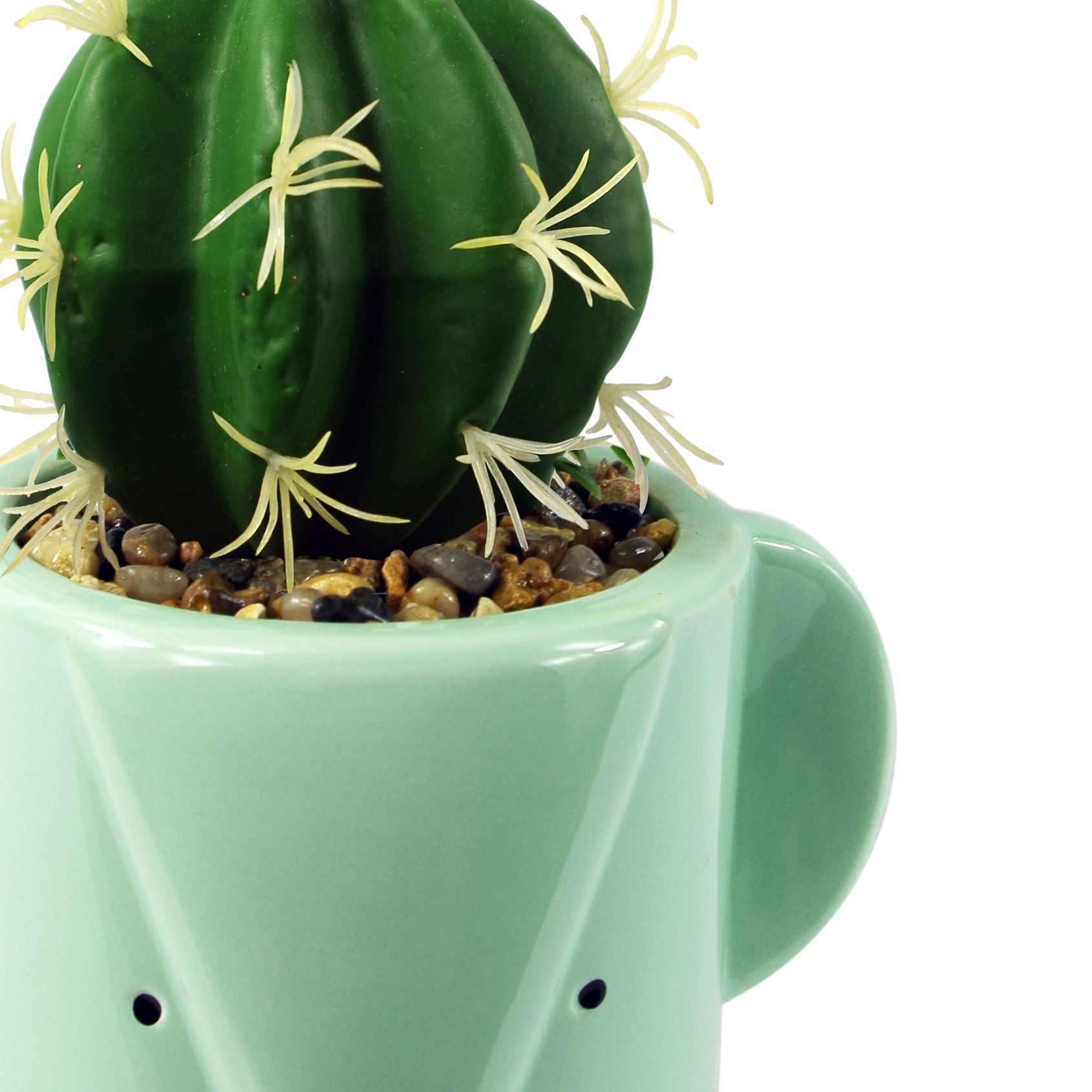 Ceramic Elephant Planter Animals Artificial Cactus 19cm