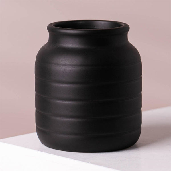 Ceramic Plant Pot Planter Flower Vase Black 13 x 13 x 14cm